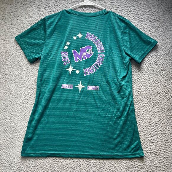 Makahiki Challenge Shirt Womens Large Green Kualoa Hawaii Active Athletic - Picture 10 of 14